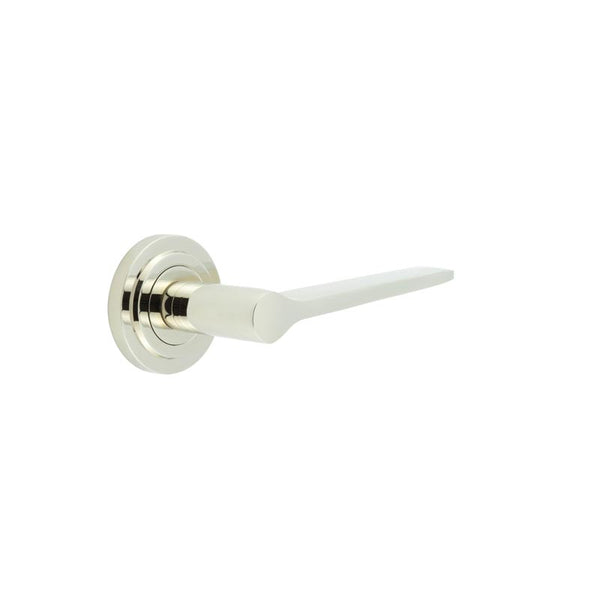 Burlington - Knightsbridge Door Handle on Stepped Rose  - Polished Nickel - BUR20KIT159 - Choice Handles