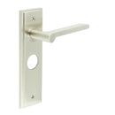Burlington - Fitzrovia Lever Handle On Bathroom Backplate  - Satin Nickel - BUR15KIT322 - Choice Handles