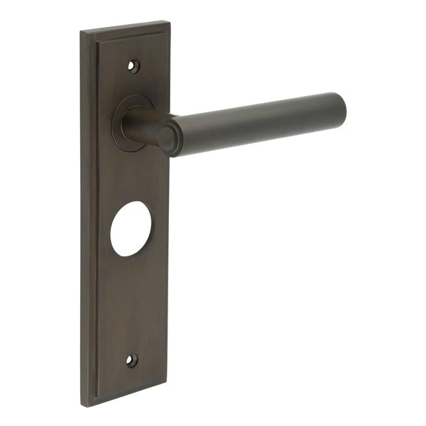 Burlington - Richmond Door Handle On Bathroom Backplate - Dark Bronze - BUR45KIT88 - Choice Handles