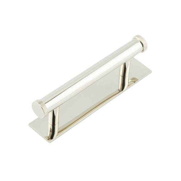 Hoxton Wenlock Cabinet Handles 96mm Ctrs Plain Backplate - Polished Nickel - HOX-150PN-5050PN - Choice Handles