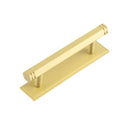 Hoxton - Nile Cabinet Handles 96mm Ctrs Stepped Backplate - Satin Brass - HOX-350SB-6050SB - Choice Handles