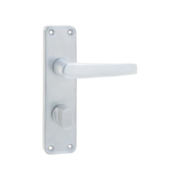 Jedo - Contract Door Handle on Bathroom Plate - Satin Anodised Aluminium - J5601B - Choice Handles