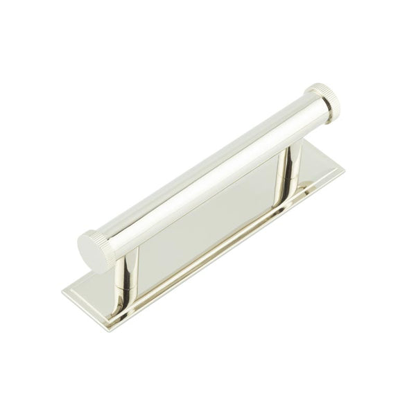 Hoxton Thaxted Cabinet Handles 96mm Ctrs Stepped Backplate - Polished Nickel - HOX-250PN-6050PN - Choice Handles
