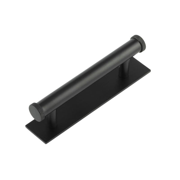 Hoxton Wenlock Cabinet Handles 96mm Ctrs Plain Backplate - Matt Black - HOX-150MB-5050MB - Choice Handles