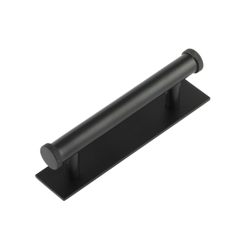 Hoxton Wenlock Cabinet Handles 96mm Ctrs Plain Backplate - Matt Black - HOX-150MB-5050MB - Choice Handles