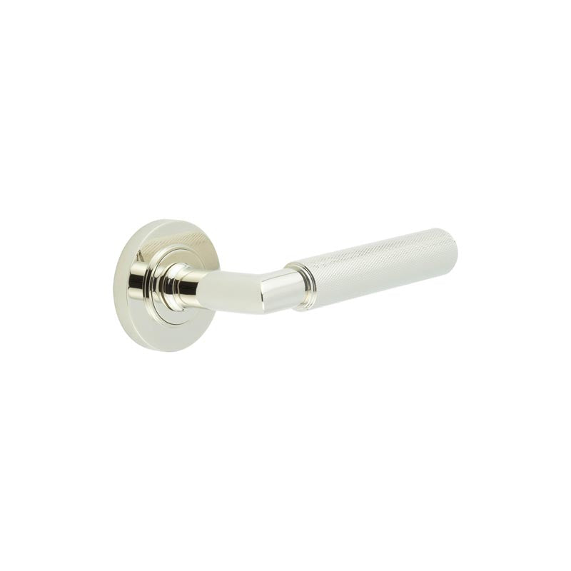 Burlington - Piccadilly Door Handle on Plain Rose  - Polished Nickel - BUR40KIT157 - Choice Handles