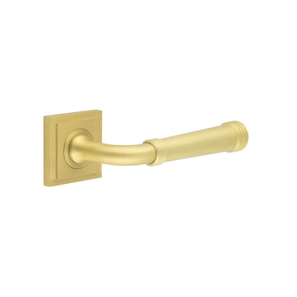 Burlington - Highgate Door Handles On Square Stepped  - Satin Brass - BUR35KIT241 - Choice Handles