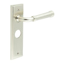 Burlington - Highgate Door Handle On Bathroom Backplate - Satin Nickel - BUR35KIT322 - Choice Handles