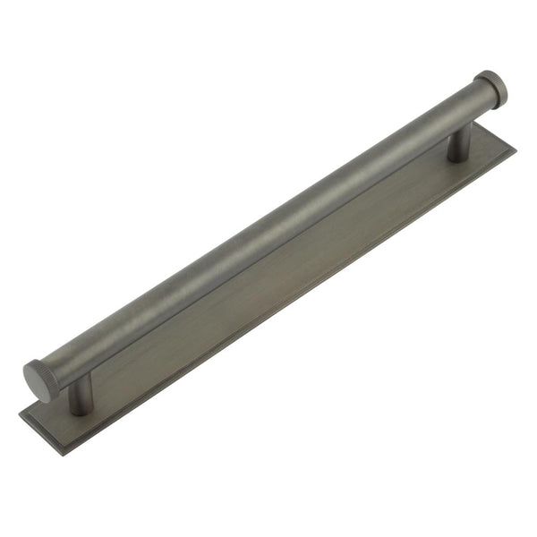 Hoxton Thaxted Cabinet Handles 224mm Ctrs Stepped Backplate   - Dark Bronze - HOX-260DB-6060DB - Choice Handles