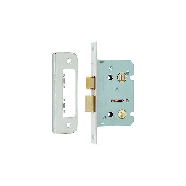 Frelan - Jedo Kontrax Bathroom locks with Square Forend & Radiused Strike Plate 65mm - Nickel Plated - JL450NP - Choice Handles