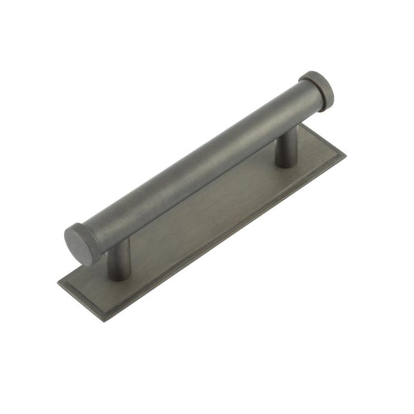 Hoxton Thaxted Cabinet Handles 96mm Ctrs Stepped Backplate - Dark Bronze - HOX-250DB-6050DB - Choice Handles