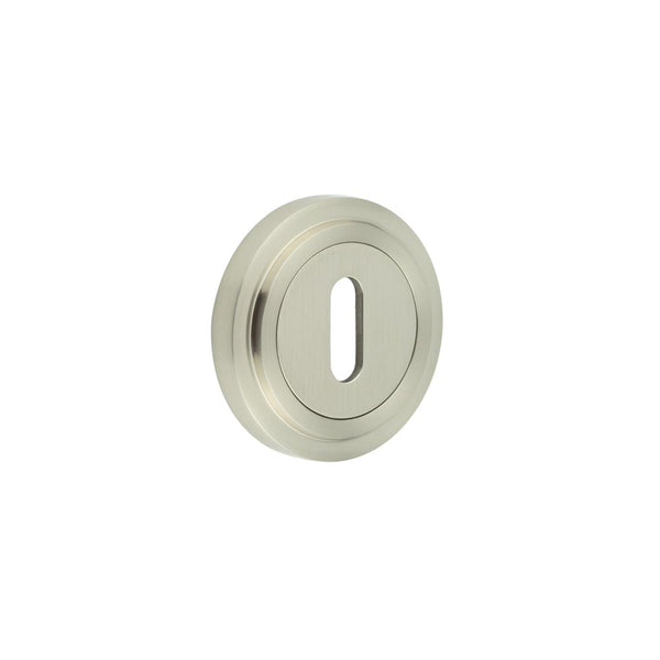 Burlington - Standard Keyway Escutcheons Stepped Rose - Satin Nickel - BUR-60SN-73SN - Choice Handles