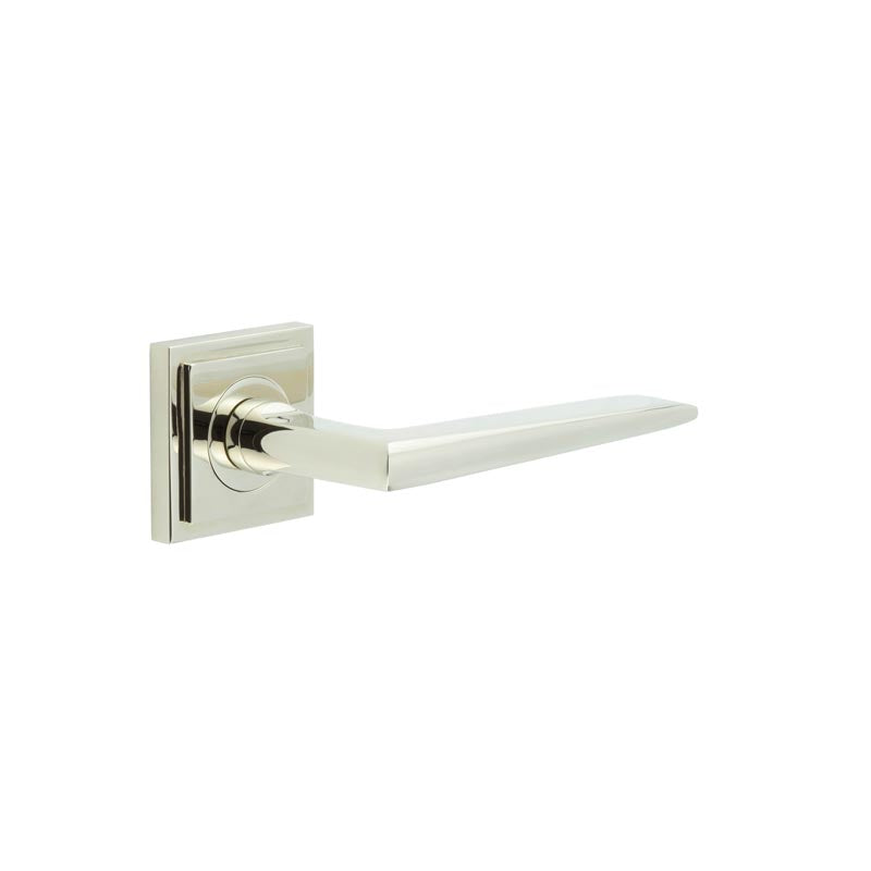 Burlington - Mayfair Door Handle on Square Stepped Rose  - Polished Nickel - BUR10KIT163 - Choice Handles