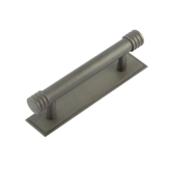 Hoxton Sturt Cabinet Handles 96mm Ctrs Stepped Backplate   - Dark Bronze - HOX-450DB-6050DB - Choice Handles