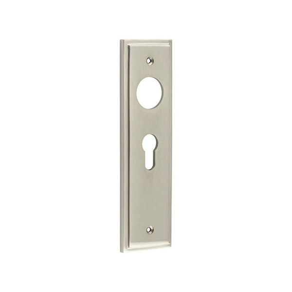 Burlington - Lever Handle Backplate Din Euro - Satin Nickel - BUR454SN - Choice Handles