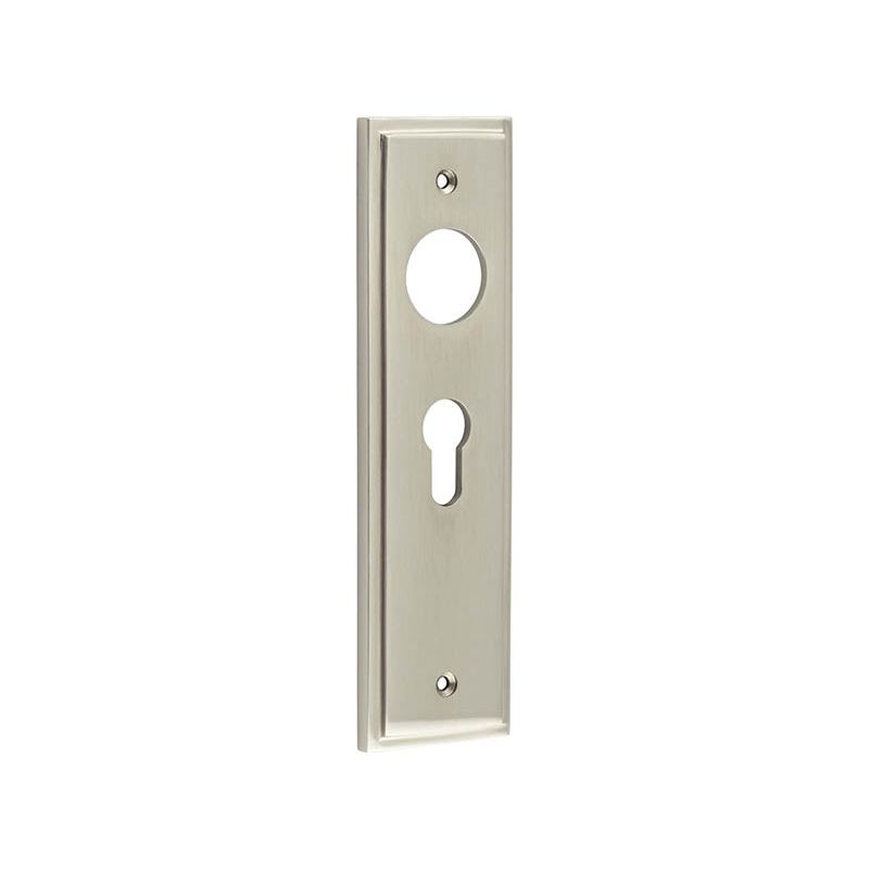 Burlington - Lever Handle Backplate Din Euro - Satin Nickel - BUR454SN - Choice Handles