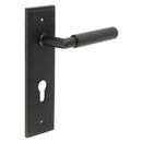 Burlington - Piccadilly Door Handle On Din Euro Backplate - Black - BUR40KIT337 - Choice Handles