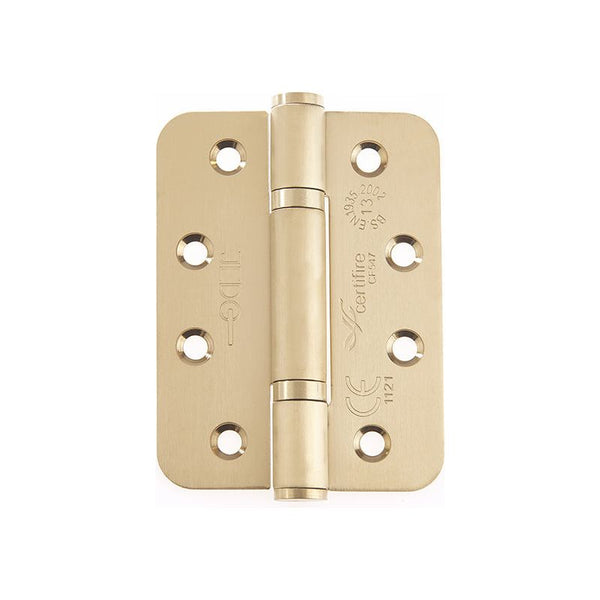 Jedo - Certifire Stainless Steel Grade 13 Radiused Ball Bearing Hinges 102x76x3mm - Satin Brass - J9633SB - Choice Handles