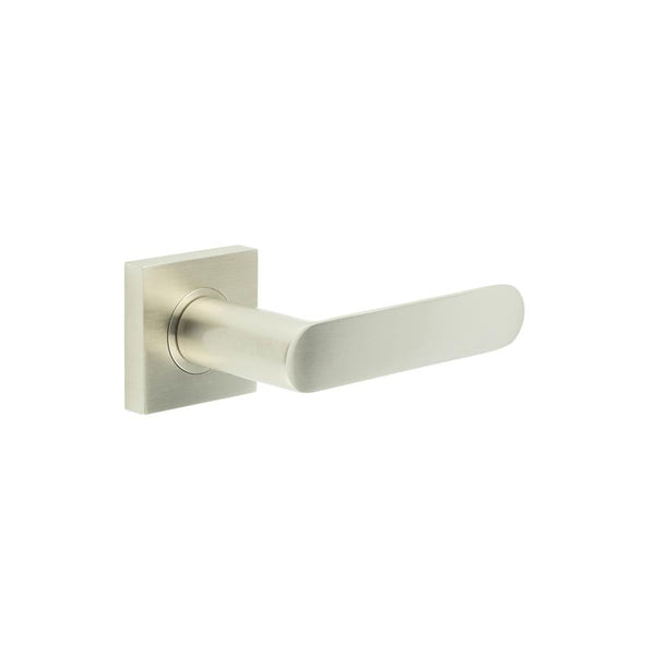 Burlington - Kensington Door Handles On Square Plain Rose  - Satin Nickel - BUR25KIT318 - Choice Handles