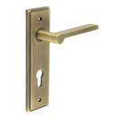 Burlington - Fitzrovia Door Handle On Din Euro Backplate - Antique Brass - BUR15KIT12 - Choice Handles