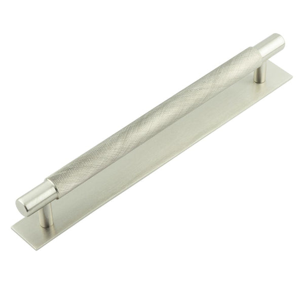 Hoxton - Taplow Cabinet Handles 224mm Ctrs Plain Backplate - Satin Nickel - HOX-2060SN-5060SN - Choice Handles