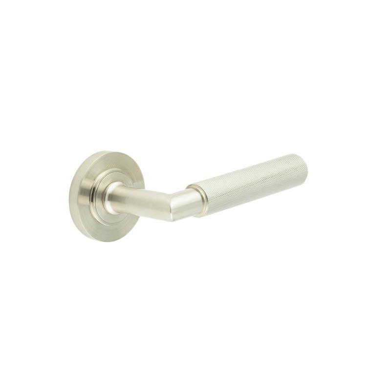 Burlington - Piccadilly Door Handle on Plain Rose  - Satin Nickel - BUR40KIT313 - Choice Handles