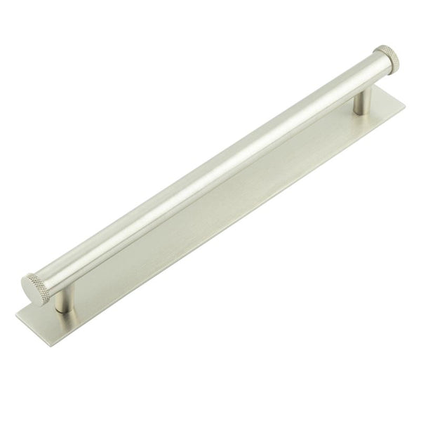 Hoxton Wenlock Cabinet Handles 224mm Ctrs Plain Backplate - Satin Nickel - HOX-160SN-5060SN - Choice Handles