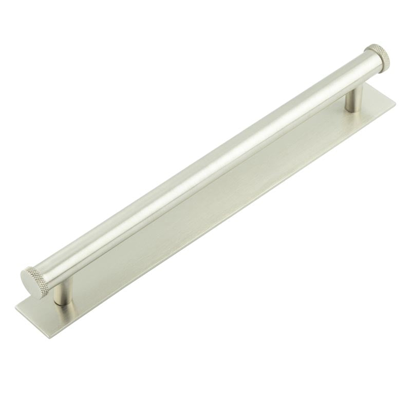 Hoxton Wenlock Cabinet Handles 224mm Ctrs Plain Backplate - Satin Nickel - HOX-160SN-5060SN - Choice Handles