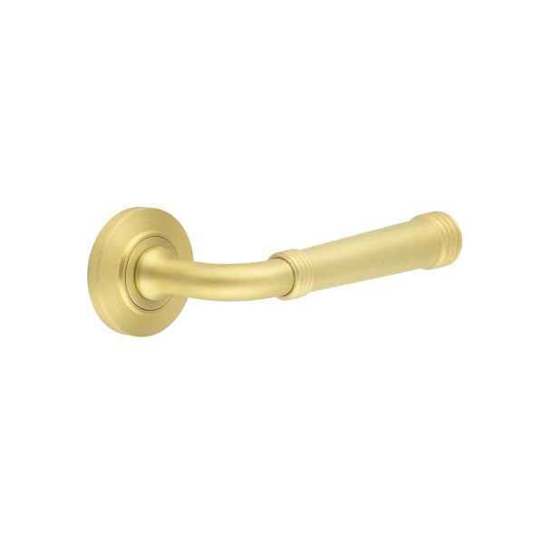 Burlington - Highgate Door Handles On Chamfered Rose  - Satin Brass - BUR35KIT236 - Choice Handles