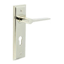Burlington - Knightbridge Door Handle On Din Euro Backplate - Polished Nickel - BUR20KIT168 - Choice Handles