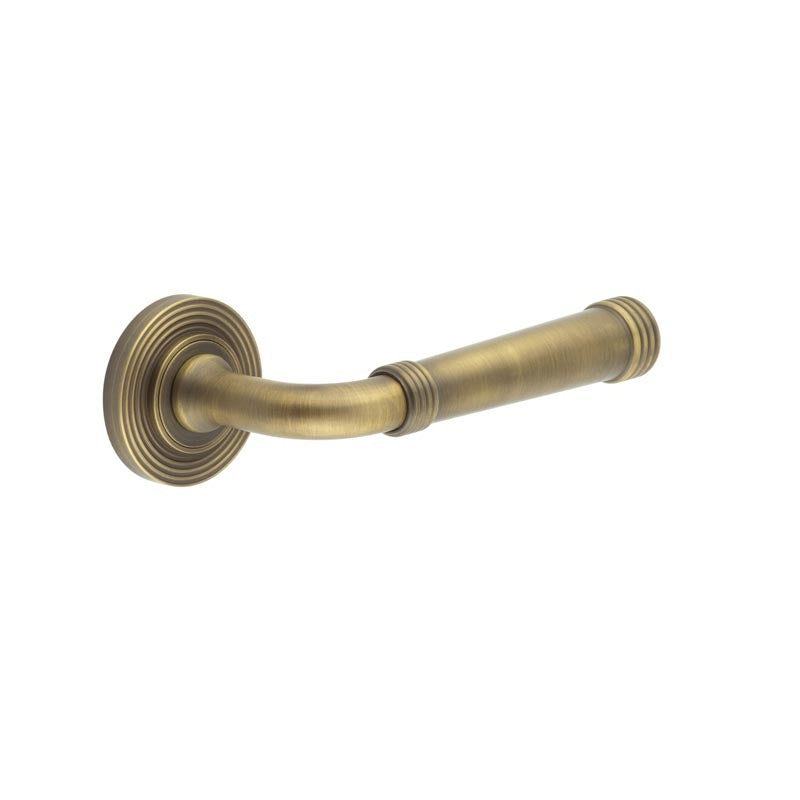 Burlington - Highgate Door Handles On Reeded Rose  - Antique Brass - BUR35KIT4 - Choice Handles