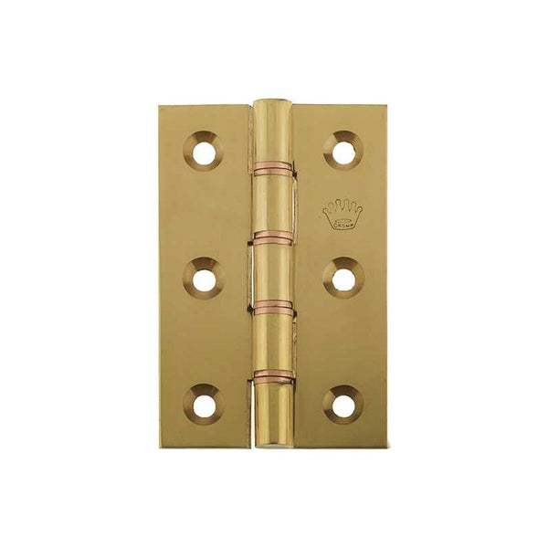 Frelan - Double Phosphor Bronze Washered Hinge 76x50x3mm - Polished Brass - J7016PB - Choice Handles