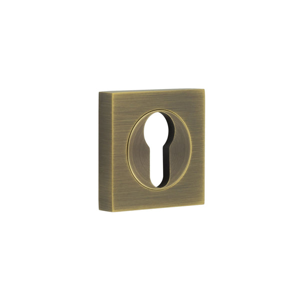 Burlington - Euro Profile Escutcheons Square Plain Rose - Antique Brass - BUR-61AB-171AB - Choice Handles