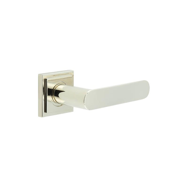 Burlington - Kensington Door Handles On Square Stepped Rose  - Polished Nickel - BUR25KIT163 - Choice Handles