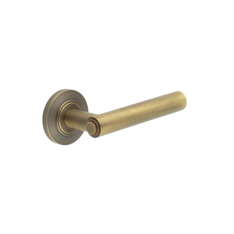 Burlington - Richmond Door Handles On Chamfered Rose  - Antique Brass - BUR45KIT2 - Choice Handles