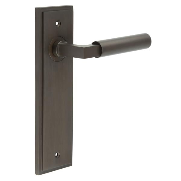 Burlington - Westminster Door Handle On Latch Backplate - Dark Bronze - BUR30KIT86 - Choice Handles