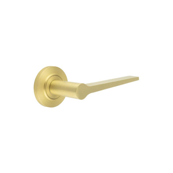 Burlington - Knightsbridge Door Handle on Chamfered Rose  - Satin Brass - BUR20KIT236 - Choice Handles