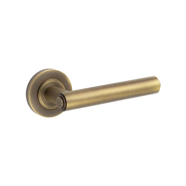 Burlington - Richmond Door Handles On Plain Rose  - Antique Brass - BUR45KIT1 - Choice Handles