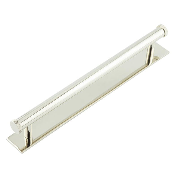 Hoxton Wenlock Cabinet Handles 224mm Ctrs Plain Backplate - Polished Nickel - HOX-160PN-5060PN - Choice Handles