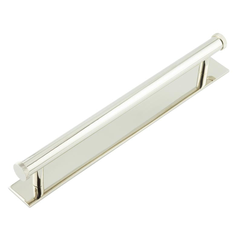 Hoxton Wenlock Cabinet Handles 224mm Ctrs Plain Backplate - Polished Nickel - HOX-160PN-5060PN - Choice Handles