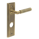 Burlington - Piccadilly Door Handle On Din Bathroom Backplate - Antique Brass - BUR40KIT13 - Choice Handles