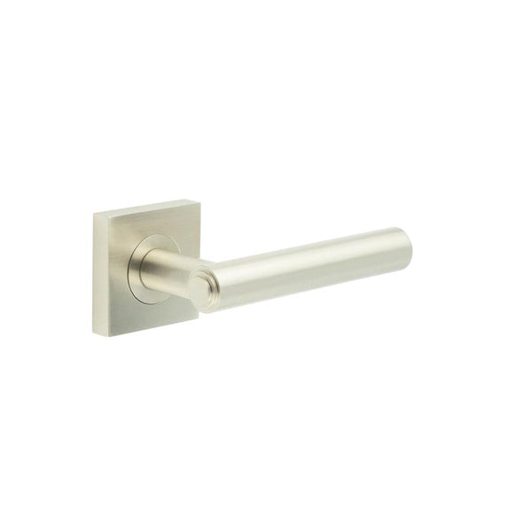 Burlington - Richmond Door Handles On Square Plain  - Satin Nickel - BUR45KIT318 - Choice Handles
