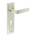 Burlington - Kensington Door Handle On Din Euro Backplate - Satin Nickel - BUR25KIT324 - Choice Handles