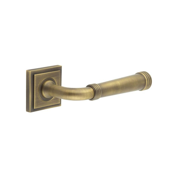 Burlington - Highgate Door Handles On Square Stepped  - Antique Brass - BUR35KIT7 - Choice Handles