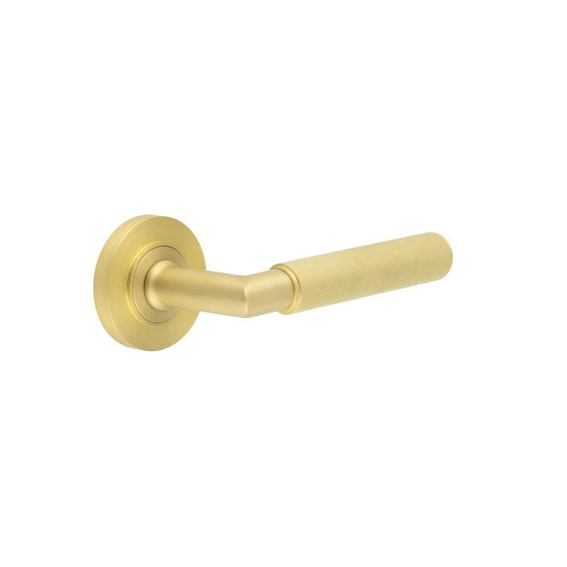 Burlington - Piccadilly Door Handle on Plain Rose  - Satin Brass - BUR40KIT235 - Choice Handles