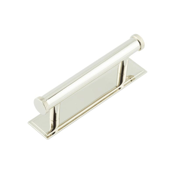 Hoxton Wenlock Cabinet Handles 96mm Ctrs Stepped Backplate - Polished Nickel - HOX-150PN-6050PN - Choice Handles