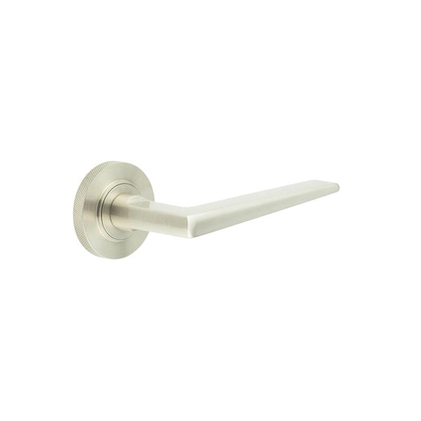 Burlington - Mayfair Door Handle on Knurled Rose  - Satin Nickel - BUR10KIT317 - Choice Handles