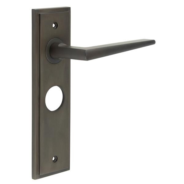 Burlington - Mayfair Door Handle On Bathroom Backplate - Dark Bronze - BUR10KIT88 - Choice Handles