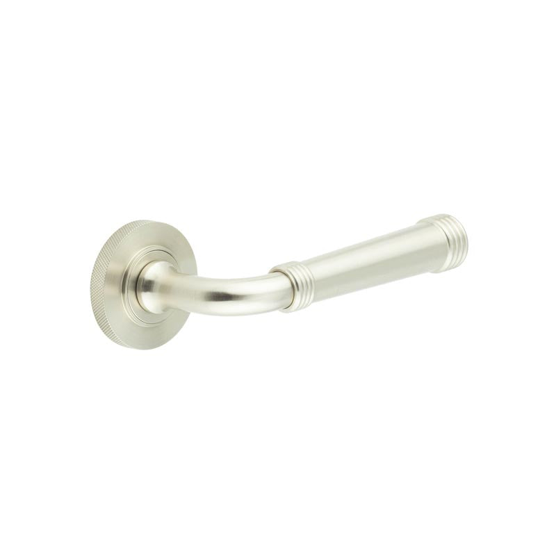 Burlington - Highgate Door Handles On Knurled Rose  - Satin Nickel - BUR35KIT317 - Choice Handles