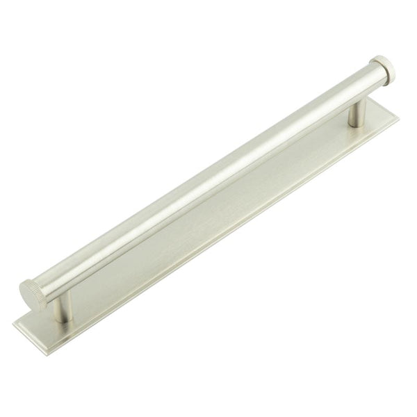 Hoxton Thaxted Cabinet Handles 224mm Ctrs Stepped Backplate   - Satin Nickel - HOX-260SN-6060SN - Choice Handles